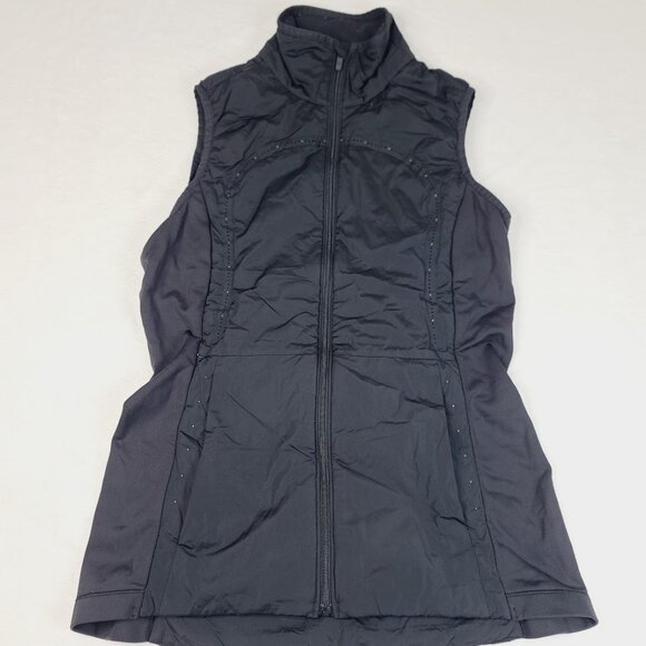 Lululemon Women's Black Run For Cold Sleeveless Windrunner Jacket Size 6 - Picture 2 of 7
